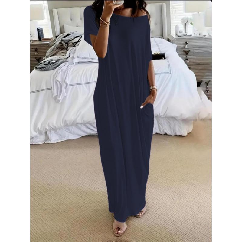 Women's loose casual striped dress, roundneck short sleeves comfortable home wear,elegant Victorian style for autumn and winterSeasons