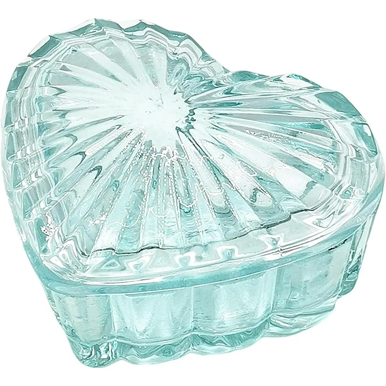 Exquisite Protective Synthetic Heart-Shaped Glass Storage Box - Gift-Ready Valentine’s Organizer for Women, 3.5x2.95x1.7 in, Light Blue, GRB006