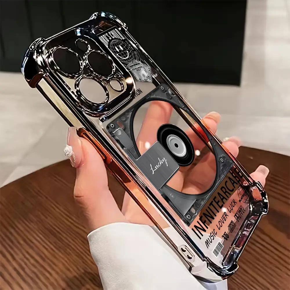 A Phone Cover Featuring a Timeless Vinyl Record Pattern, Compatible with for iphone Models 16, 15, 14, 13, 12, 11 Pro Max, X, XR, XS Max, 8, And 7 Plus, Comes with a Transparent Soft Back for Extra Drop Protection