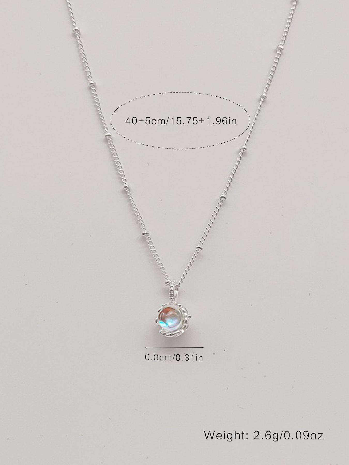 S925 Sterling Silver Moonstone Decor Exquisite Trendy Pendant for Women, Elegant All-match Jewelry for Girls Gift, Female Classic Fashion Accessories for Daily Wear