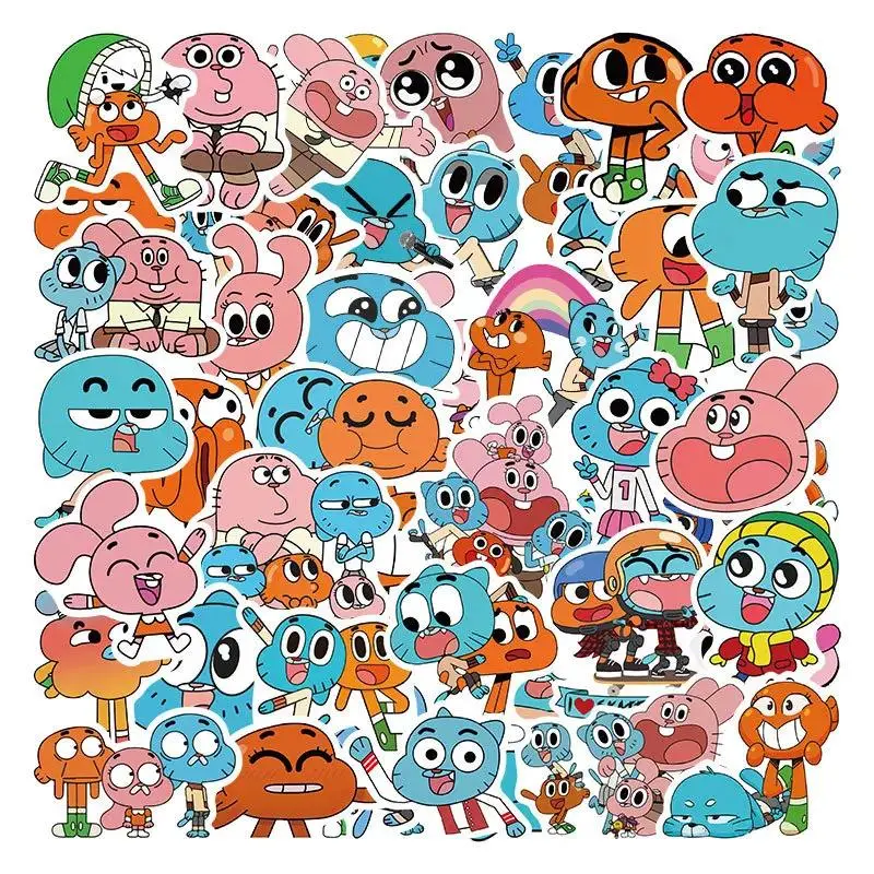 50Pcs  The Amazing World of Gumball Stickers Darwin Gumball DIY Sticker Scrapbooking Phone Luggage Skateboard Waterproof Decals