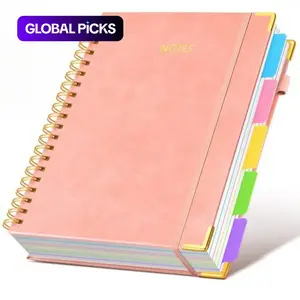 A5 Faux Leather Spiral Bound Notebook - 300 Pages Thick Binding, 5-Subject College Ruled Notebook, Detachable Inner Pages, Suitable for School, University, Office, Diary, Planning #GLOBAL PICKS