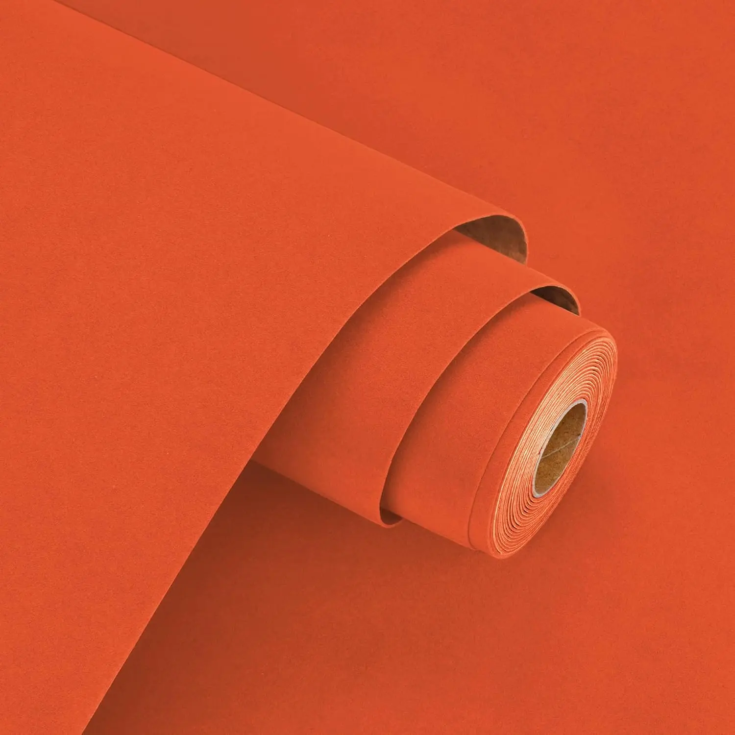 Self Adhesive  Drawer Liner Orange Wallpaper Soft  Flocking Liner for  Drawer Decorative Craft Fabric Peel and Stick Roll for DIY Project Cabinets Bedroom Walls 12"x80"