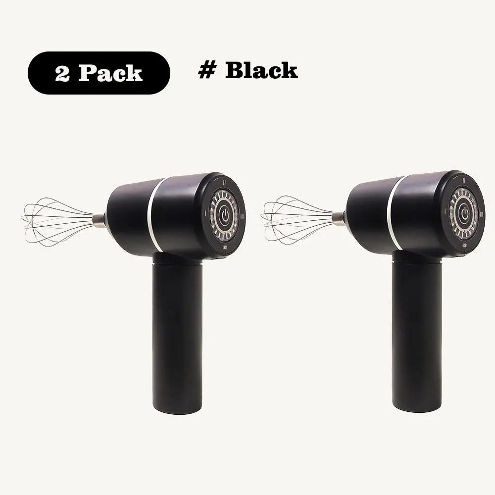 2 pack new wireless electric single head double stick USB electric egg beater household mini cream automatic whipper cake supply handheld charging high power fast mixing food mixer stirring machine electric egg beater KD305 (black)