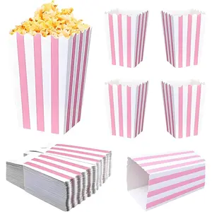 40 Pack Small Pink and White Paper Popcorn Boxes Containers for Party Popcorn Machine Movie Theater Decor Carnival Circus Party
