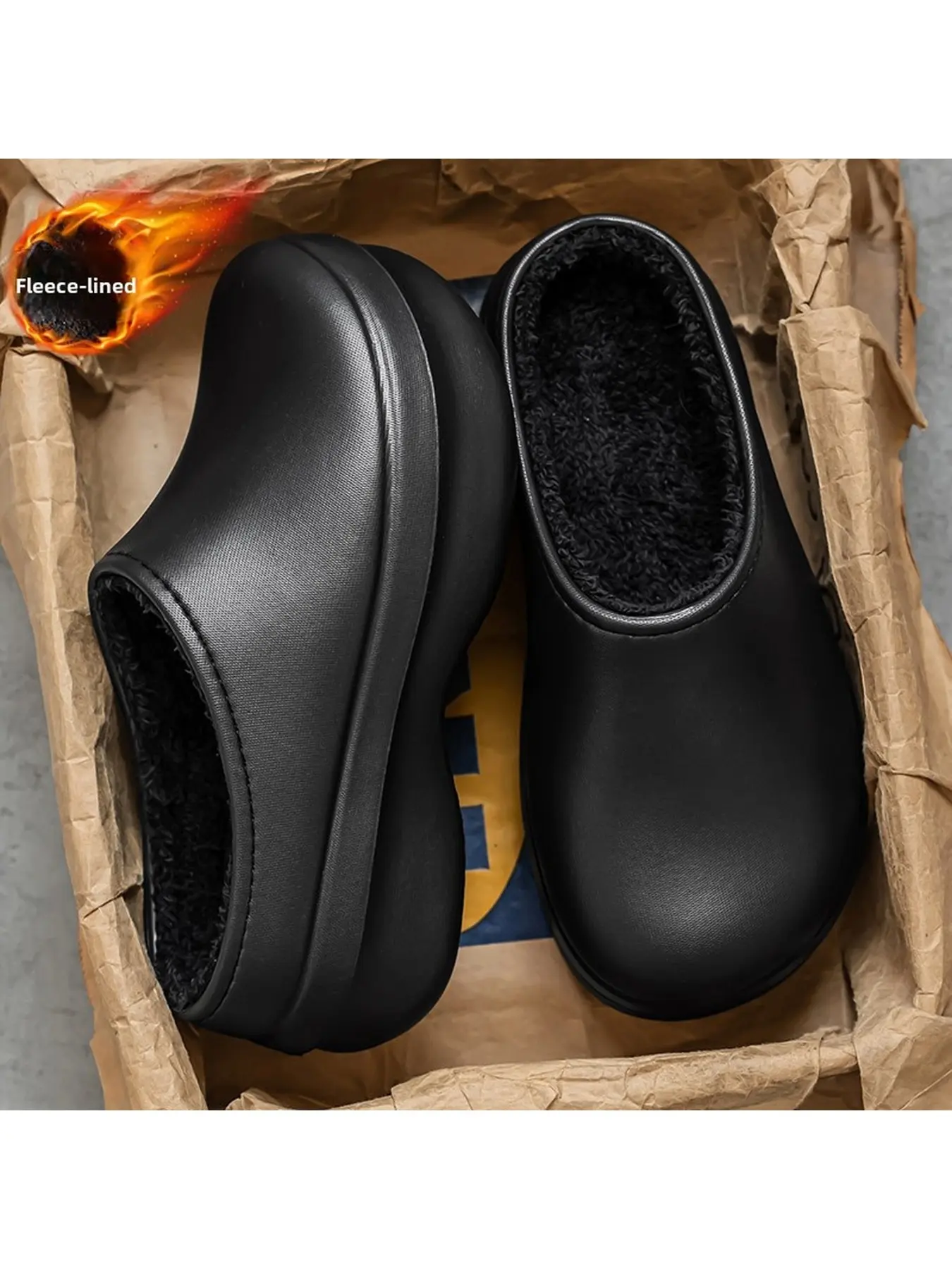 Women Waterproof EVA Platform Mule Clogs, Fleece Lined Warm Slip On Closed Toe Slippers, Non Slip Indoor Outdoor Winter Potato Shoes, Non Slip Footwear