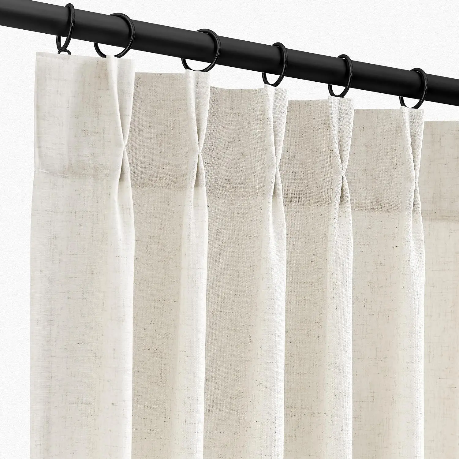 Linen Pleated Curtains 84 Inches Long for Living Room 2 Panels, Back Tab Textured Light Filtering Semi Sheer, Privacy Curtains for Bedroom, Farmhouse Pleated Drapes, 40X84