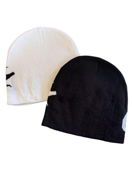 Trendy Unisex Star Letter Jacquard Knit Beanie Hat for Winter Streetwear Cozy Soft Stretchy Y2K Style Skull Cap Ideal for Daily Outfits Outdoor Sports Travel Music Festivals