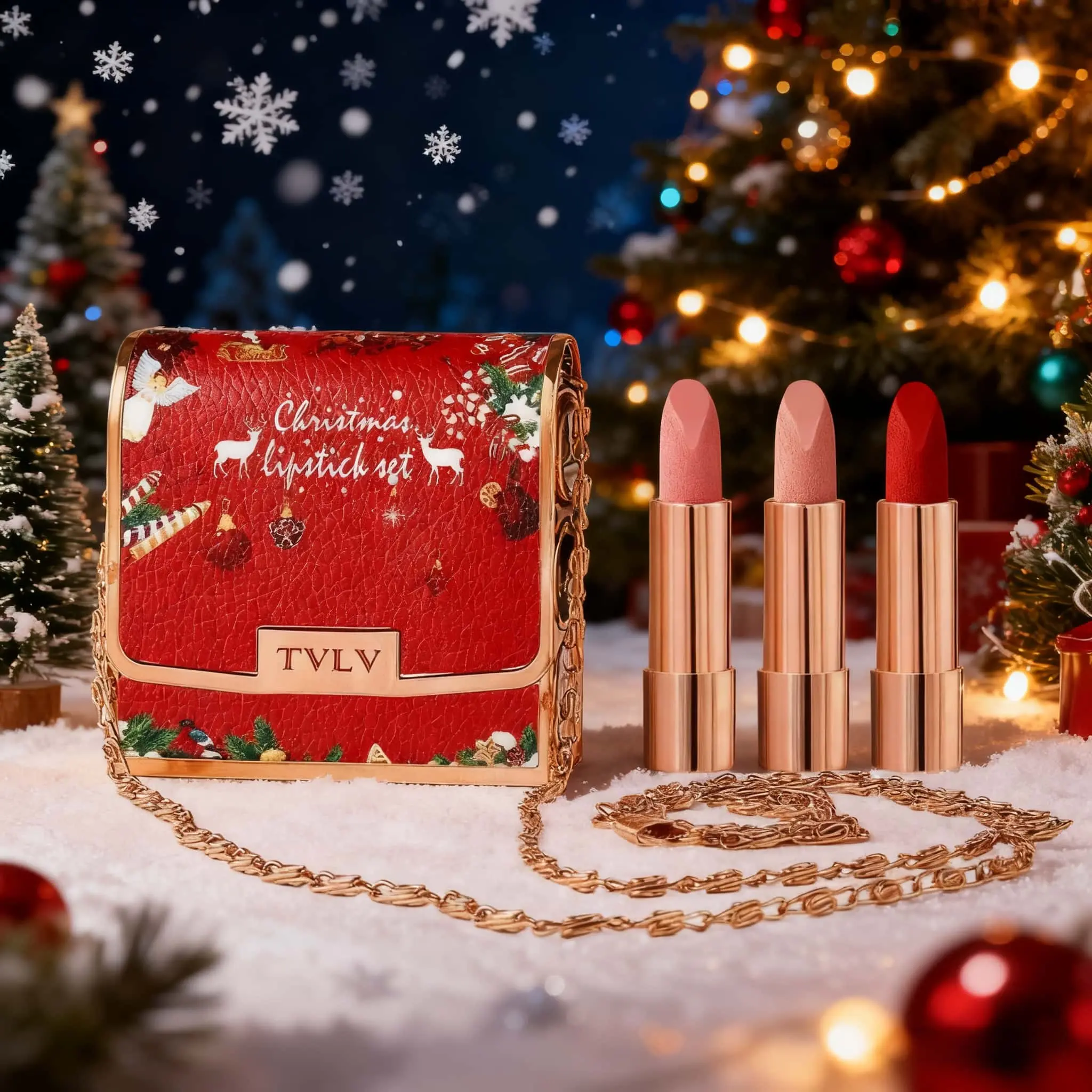 Christmas Lipstick Set, Long-Lasting Moisturizing Balm, Matte Finish, Non-Sticky, 3-Piece, Ideal for Daily Use, Perfect Christmas Gift