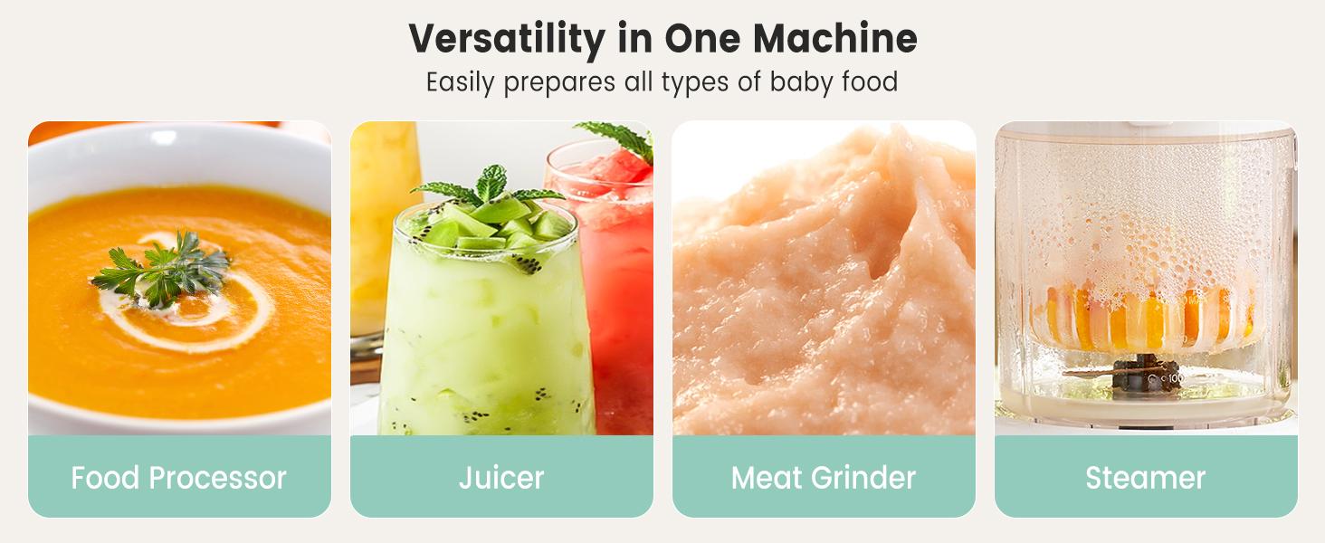 Grownsy 1-Step Baby Food Maker – BPA-Free Blender with Large Bowl, Steam Basket, Auto Cooking, Grinding, Sterilizing & Auto Pause for Homemade Healthy Baby Food