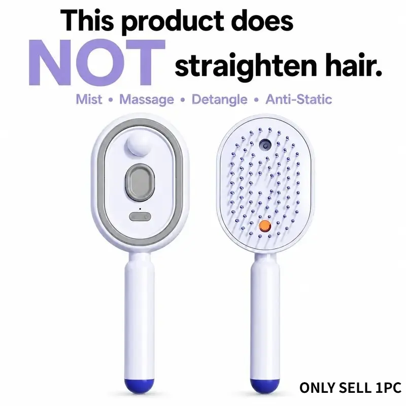 Electric Spray Air Cushion Massage Comb, Self-Cleaning Anti-Tangle Hair Brush, Static-Free Scalp Massager, Dry Frizzy Hair Care, No Essential Oils, Anti Static Hairbrush, Detangling Hair Brush