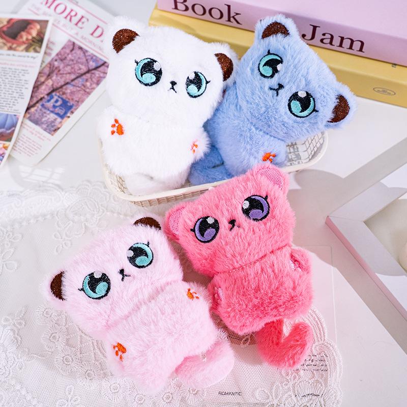 New cute long-tailed Siamese cat plush toy with bell, adorable cat bag accessory
