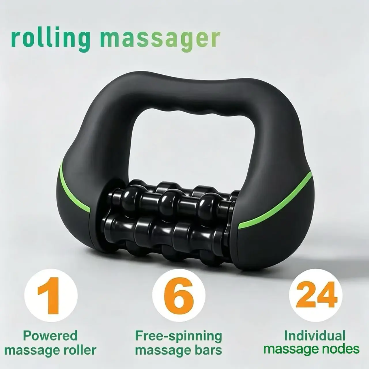 Handheld Electric Massage Roller, 3-Speed Adjustable, Rechargeable Battery, Ergonomic Design, Portable Vibration Tool for Back, Neck, Shoulder, Arm, Leg