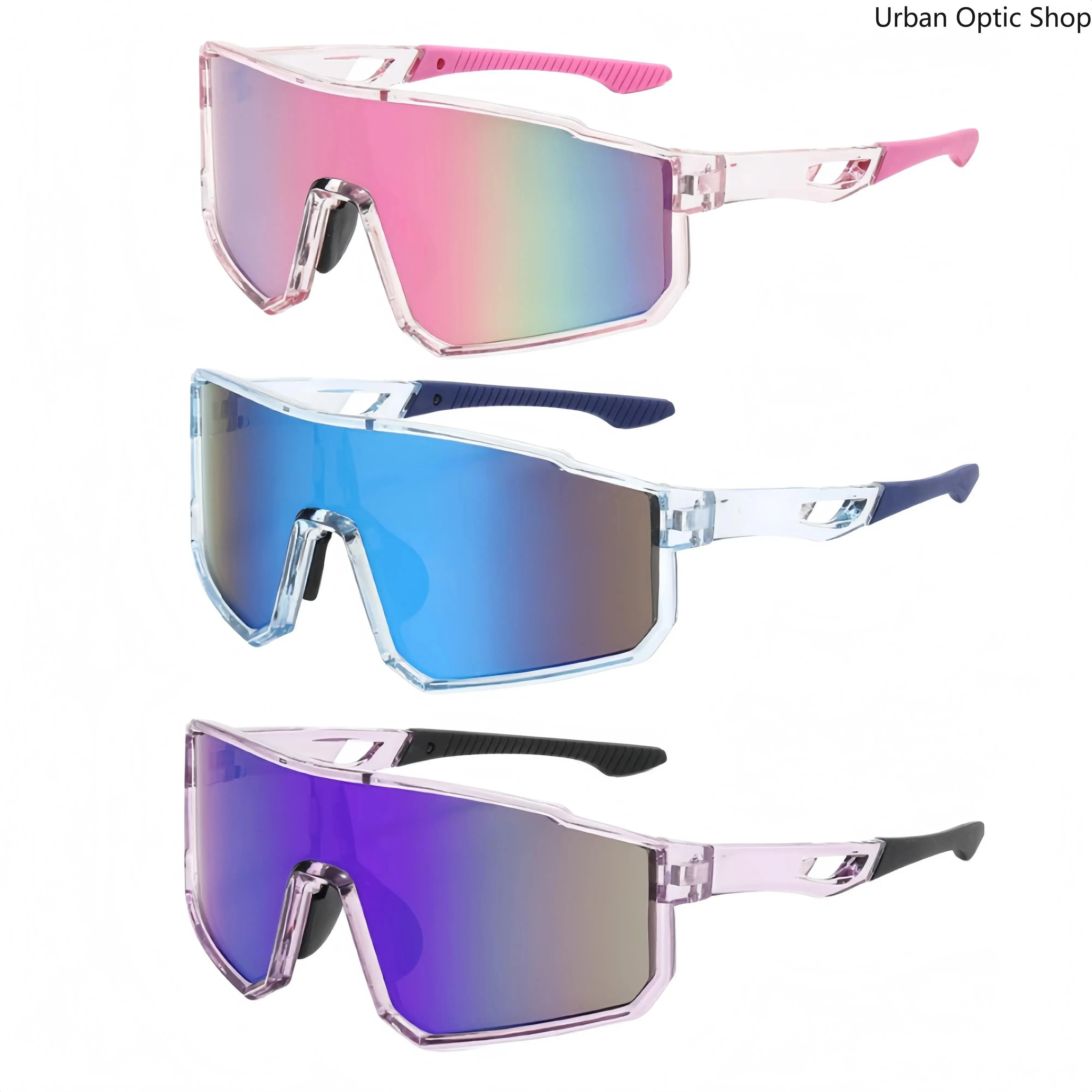 Unisex 1-Piece Cycling Sunglasses - UV400 Windproof, Colorful Mirrored Eyewear for MTB Road Bike Riding, Summer Beach Outfits, Cycling Shades, Wind Resistance