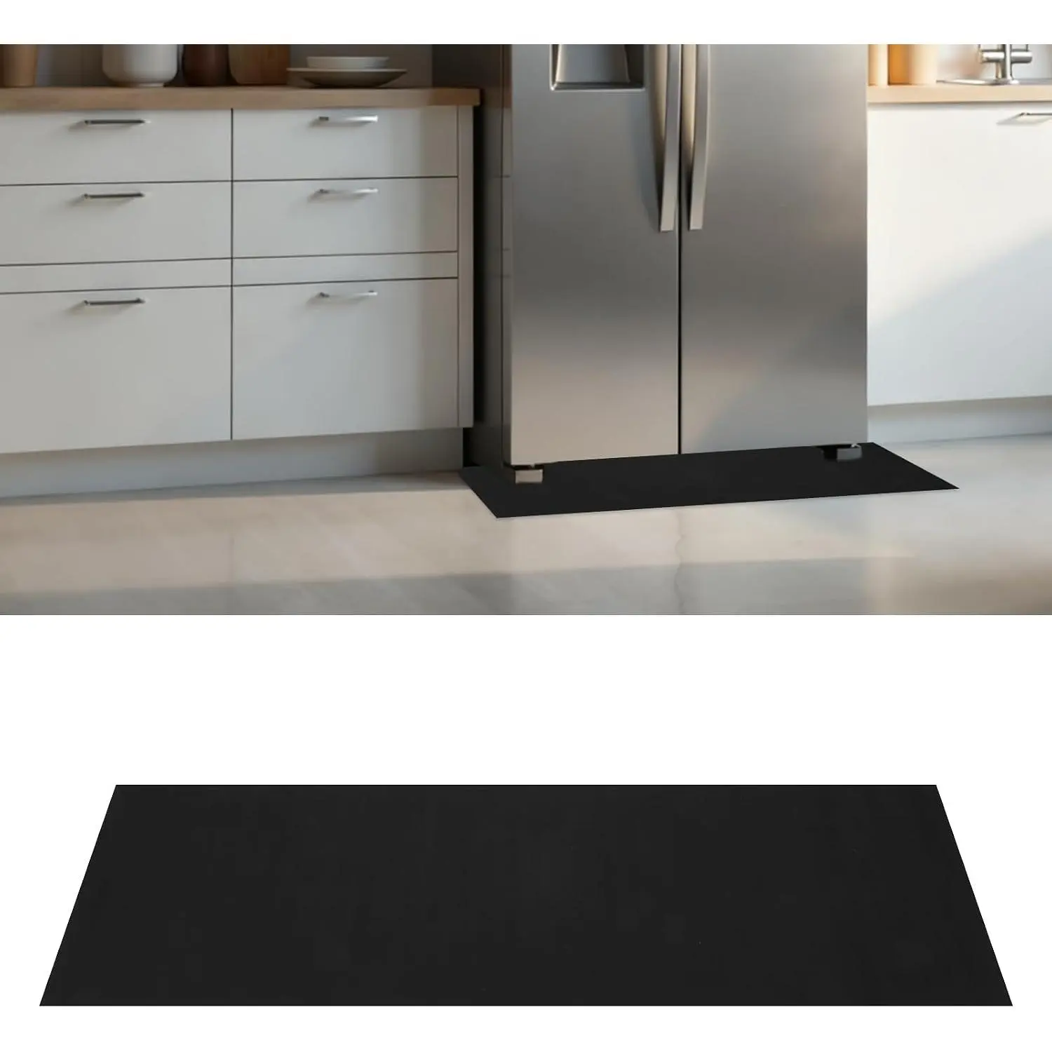 37.4x8.7in Default Thick Refrigerator Spill Mat, Anti-Slip Drip Tray with Rubber Backing, Water-Absorbing Floor Protector Leak Catcher for Mini Fridge & Freezer