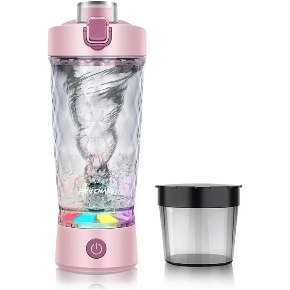 Electric Protein Shaker Bottle, 22oz BPA-Free Tritan | USB Rechargeable Protein Shake Mixer with Powder Storage Cup, Self Mixing Bottle for Gym, Workout & SportsGift