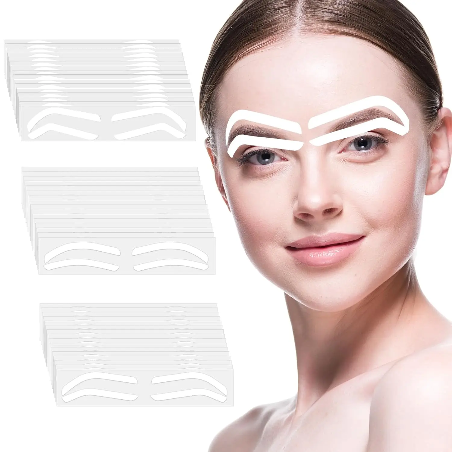 48 pairs Eyebrow Tape for Shaping,Disposable Eyebrow Tape,Adhesive Eye Brow Stencils for Women,3 Shapes Eyebrows Tapes Strips,Airbrush Eyebrows Mapping Shaping Guides