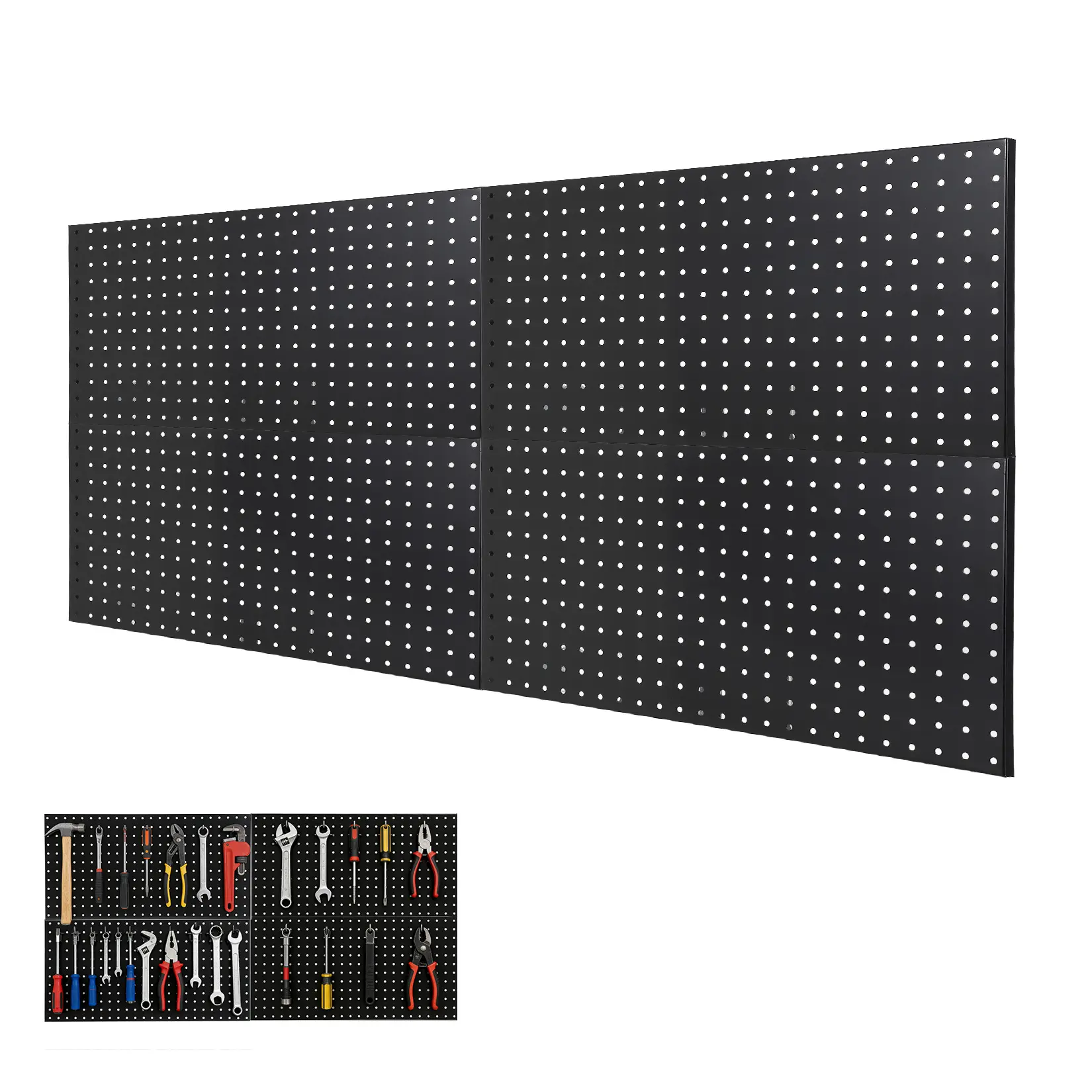 Heavy Duty Metal Pegboard Panel Set for Garage & Workshop – Steel Wall Organizer, Flexible Layout Tool Storage Rack for Home, Kitchen, Craft Room – Includes Peg Boards & Hardware