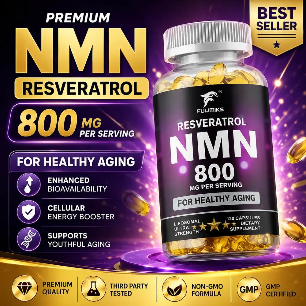 High Purity NMN 500mg + Resveratrol 300mg Liposomal for Boost NAD+ High Absorption, Energy & Vitality, Boost NAD+, 120 Capsules