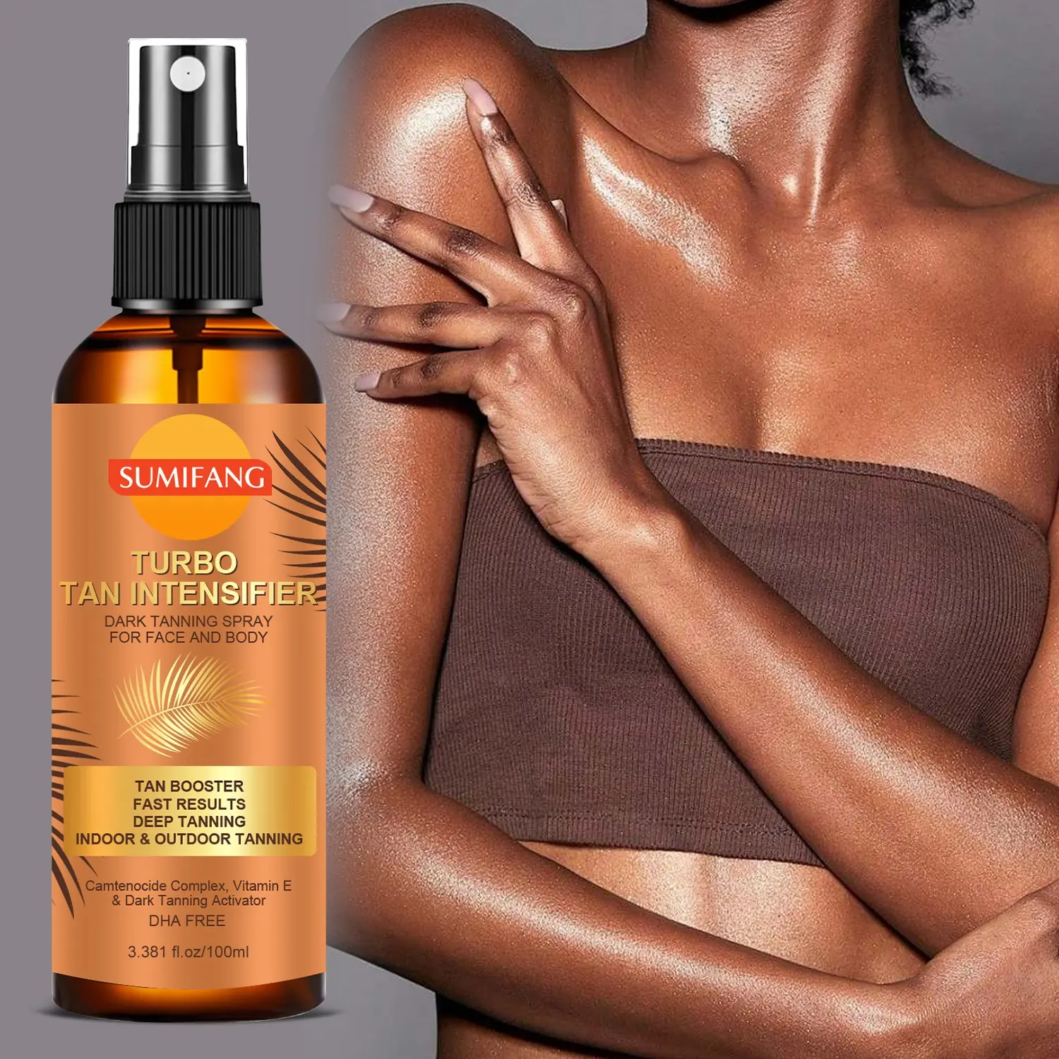 SUMIFANG Deep Tanning Enhancing Spray 100ml – Tanning Booster – Vitamin C + Tranexamic Acid + Niacinamide – Rapid Deep Tanning, Nourishing & Moisturizing, Lightweight & Easy-to-Use Spray – Suitable for Face and Body – Unisex