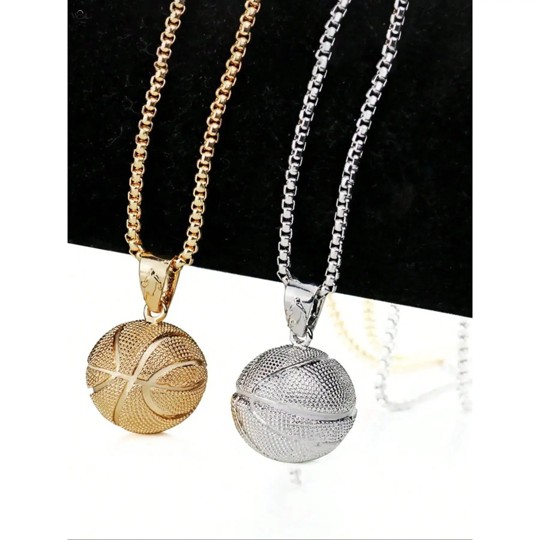 Hip Hop Basketball Pendant Necklace with 3D Textured Ball, Gold or Silver Tone Stainless Steel Jewelry for Basketball Fans, 60cm Box Chain, Cool Gift, Daily, One-Piece
