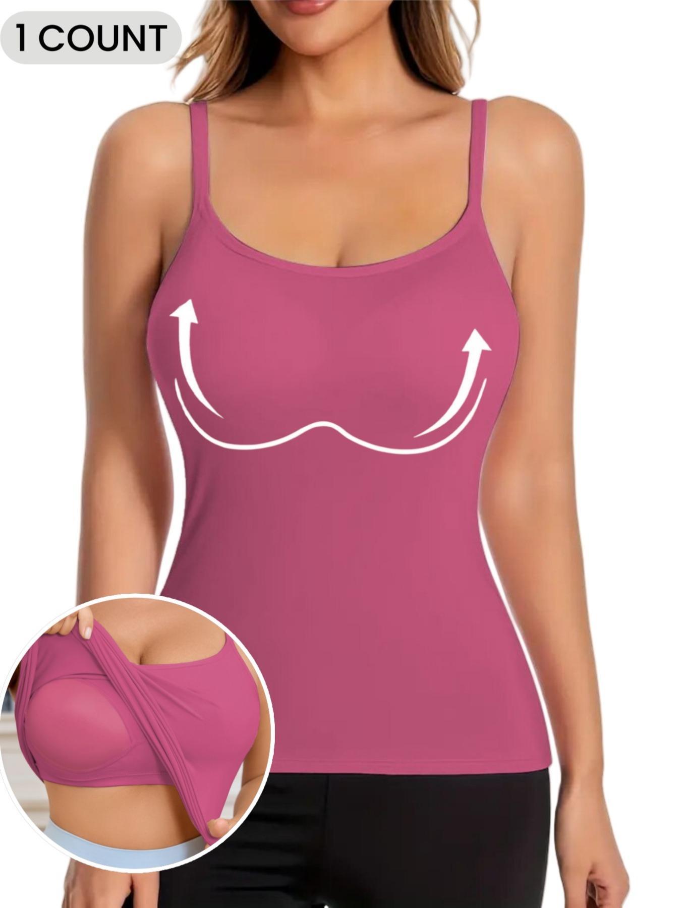 Women's Solid Color Padded Shapewear Cami Top, Adjustable Straps,Breathable Comfortable Shaper Top, Built in Bra,Tummy Control Compression Shapewear for Daily Wear or Outdoor,Ladies Underwear for Fall & Winter,Soft Stretch Fabric,Keep Warm Lingerie