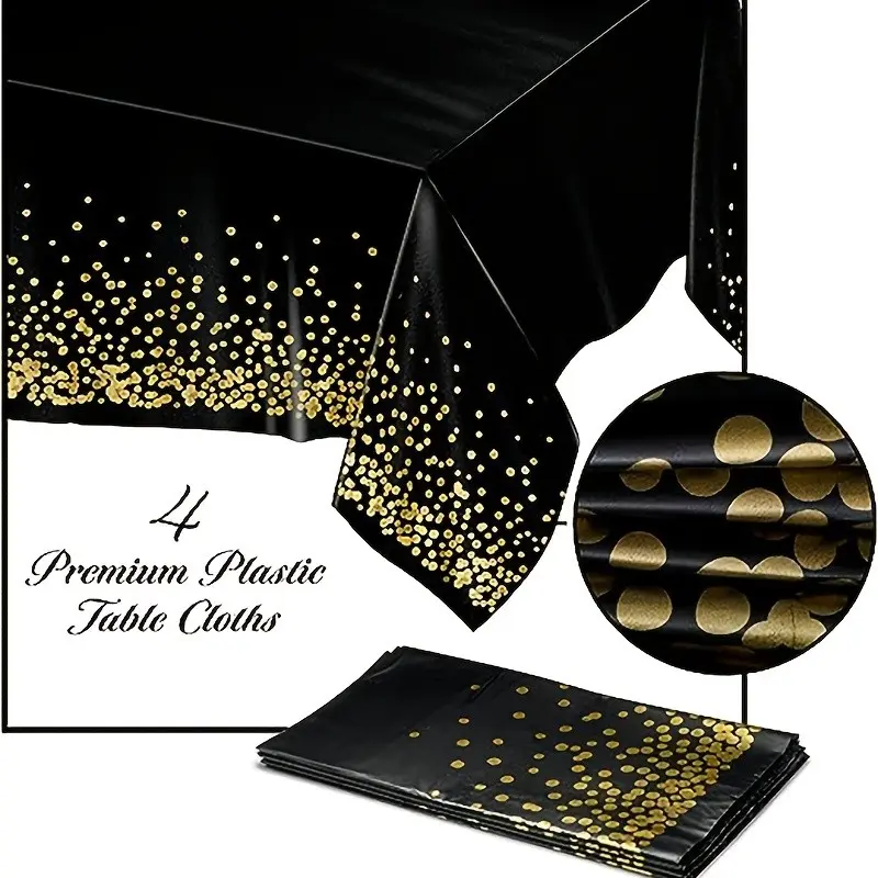 Disposable Party Tablecloth, Wedding Decoration, Summer Outdoor Garden Decor, 54x72 Inches, Gold Dot, Plastic, Paper, BBQ, Birthday, Anniversary