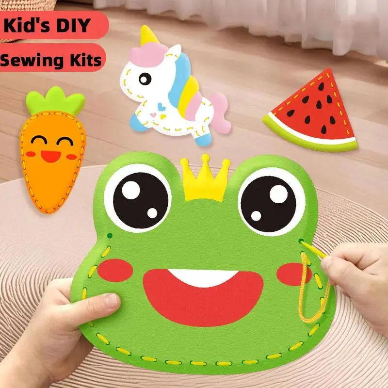 Sewing Kit  Beginner Kids Arts Crafts Cute Cartoon DIY Projects of Stuffed Animal Dolls Pendant Shoulder Bag Threaded  automated  goals  gadget laser perfect birthday cat mom interactive plaything