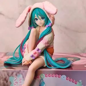 14cm Fashion Hatsune Miku Anime Figure Rabbit Ear Pajamas Lollipop Hatsune Miku Action Figures Kawaii Girl Collection Model Toys