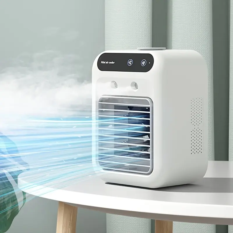 Portable Water Cooling Fan, Summer Desktop Humidifier and Spray Cooler, Quiet Mist Humidification, Large Tank, Ideal for Office, Outdoor, RV, Dorm