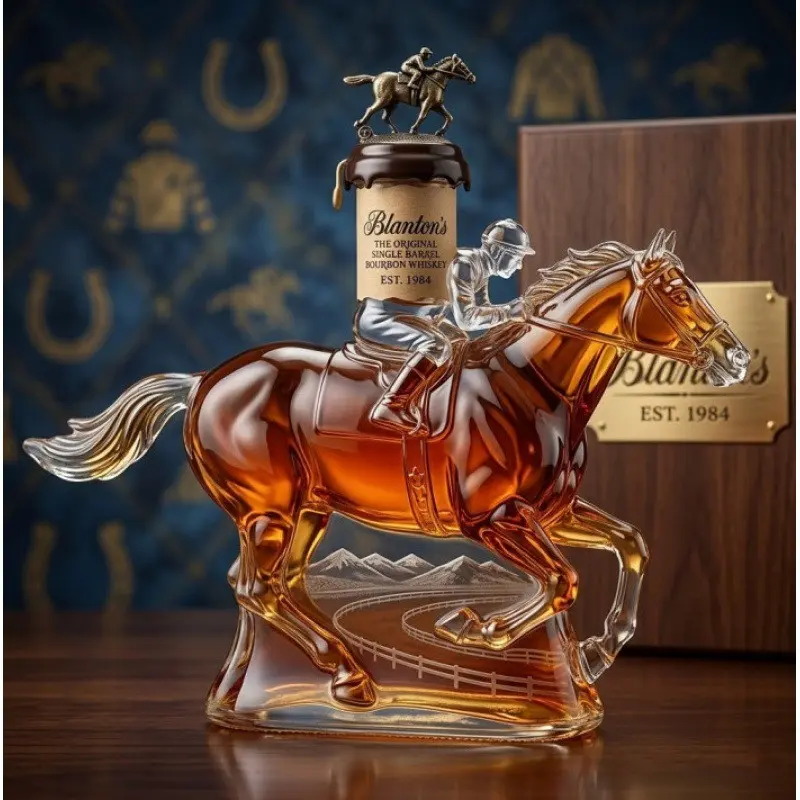 Vintage Racehorse Jockey Shaped Crystal Glass Whiskey Decanter, Whisky, Large Capacity Bourbon Collectible, Luxury Home Decor Ornament