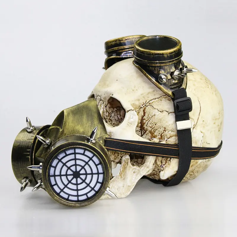 Steampunk Half-Face Mask with Goggles, Punk Aesthetic Cosplay Prop for Halloween Party, Christmas Event (Fashion Accessory), Includes Goggles, Mask + Goggle