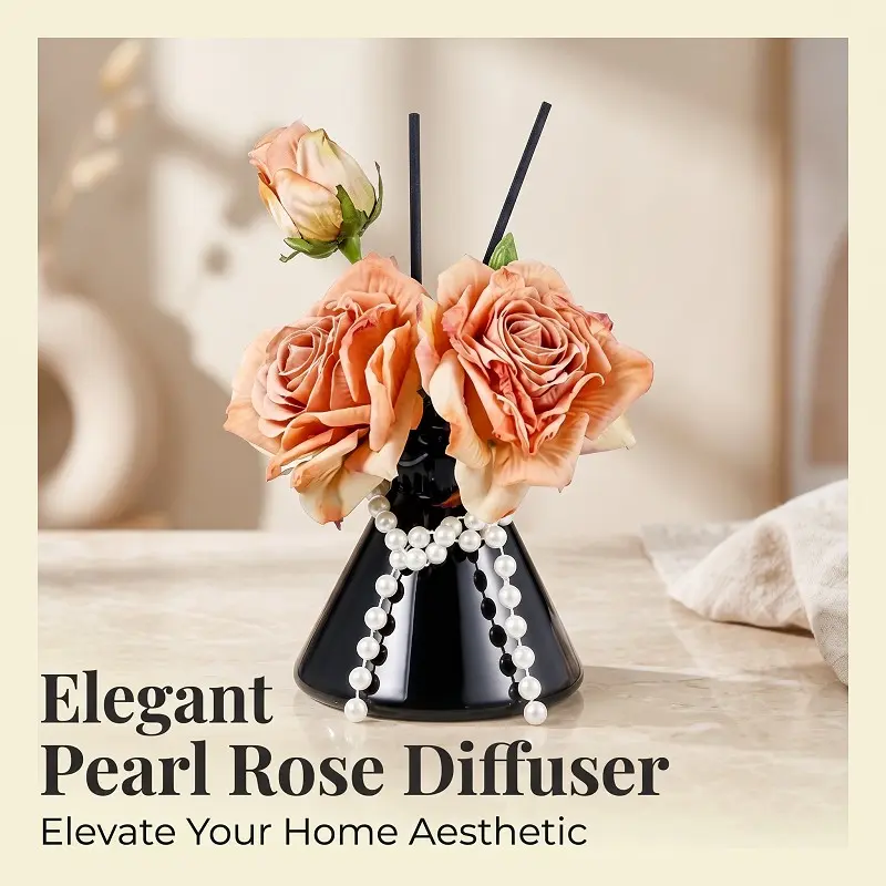 Bedroom Floral Diffuser 60ML, Elegant Scented Home Decor, Long Lasting Aromatherapy Gift for Women, Wake Up Mood Enhancer
