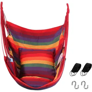 Hammock Chair,Indoor Hanging Rope Swing,Tree Swinging Chairs for Outside,Outdoor,Home, Bedroom,Patio,Yard,Garden,Balcony,Max 330 Lbs,Rainbow