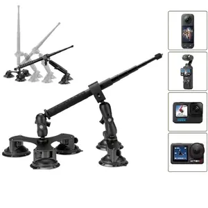 Five-Suction Car Mount, Heavy-Duty Tripod, Multi-Function Suction Cup, 45-Inch Selfie Stick, Adjustable, Metal, Car Holder, Compatible with Insta360/dji Osmo/akaso