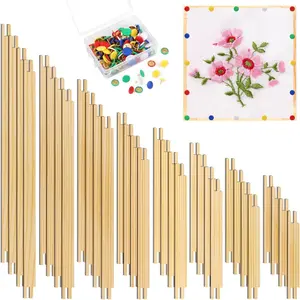 16 Sets (32 PCS) Wooden Needlepoint Stretcher Bars, 8 Sizes Canvas Splicing Stretcher Bars with 100 Tacks for Needlework Embroidery Stitch Frame