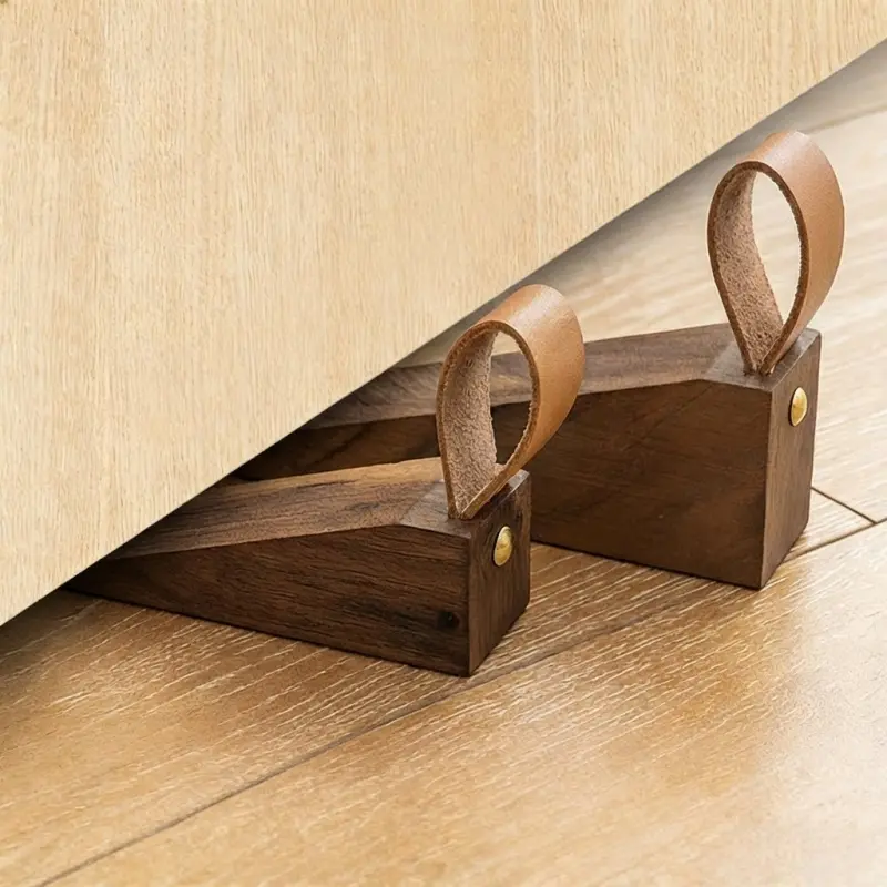 4/8pcs Wooden Door Stopper, Real Wood Anti-Slip Door Wedge, Creative Door Blocker, Bedroom Mobile Top Door Holder, Anti-Collision Door Guard, Door Slam Stopper