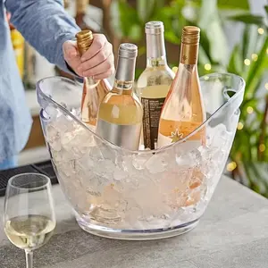 Large Capacity Acrylic Ice Bucket, Transparent Beverage Cooler for Champagne, Wine, Beer, Soda, Ideal for Parties, Bars, Restaurants, Outdoor Events
