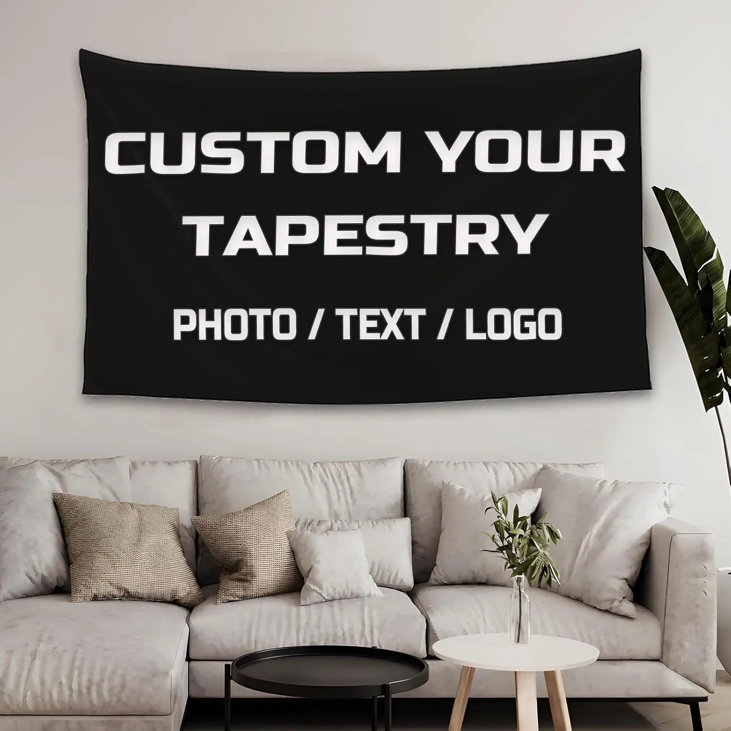 Custom Tapestry – Personalized Wall Hanging Banner with Your Photo, Text or Logo – Customize Fabric Sign for Bedroom, Dorm, Office, Events or Gifts