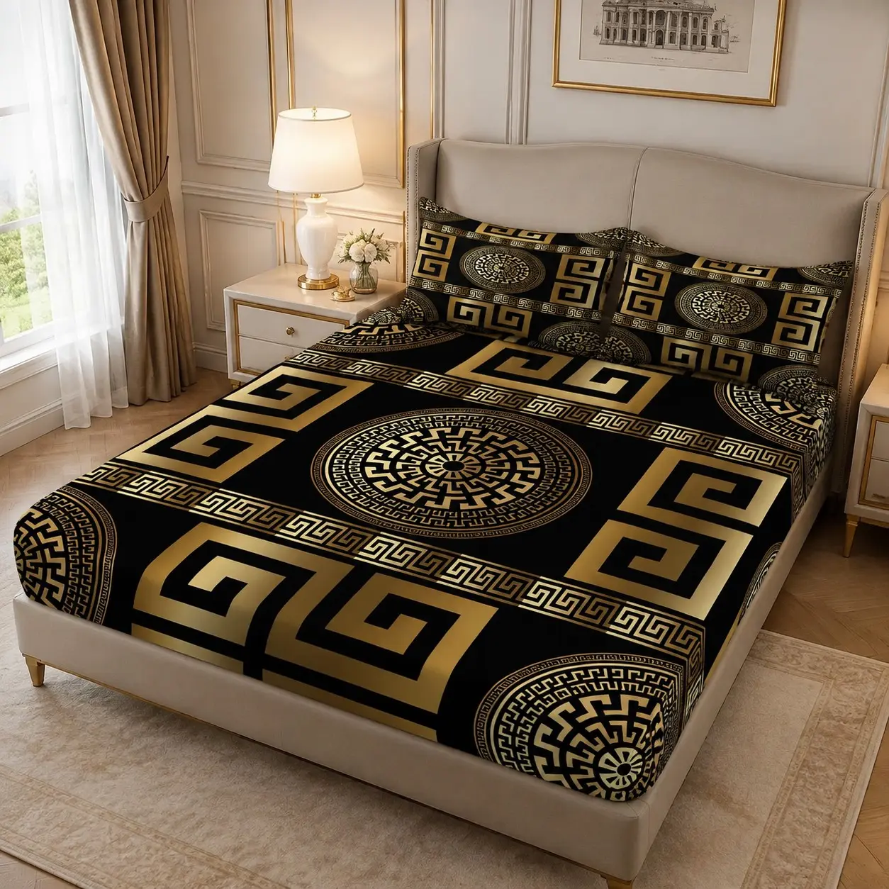 3-Piece Polyester Bed Sheet Set, 1 Fitted Sheet and 2 Pillowcases, Modern All-Season Bedding Sheets for Dorms and Hotels, Comfy Bed Sets