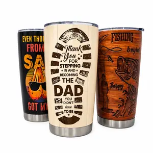 20oz Stainless Steel Insulated Flask Tumbler with Lid - Portable Coffee Bottle, Emotional "Stepping In" Footprint Design, Top Father's Day Gift for Stepdad from Stepchild (Hot & Cold Drinks Compatible)
