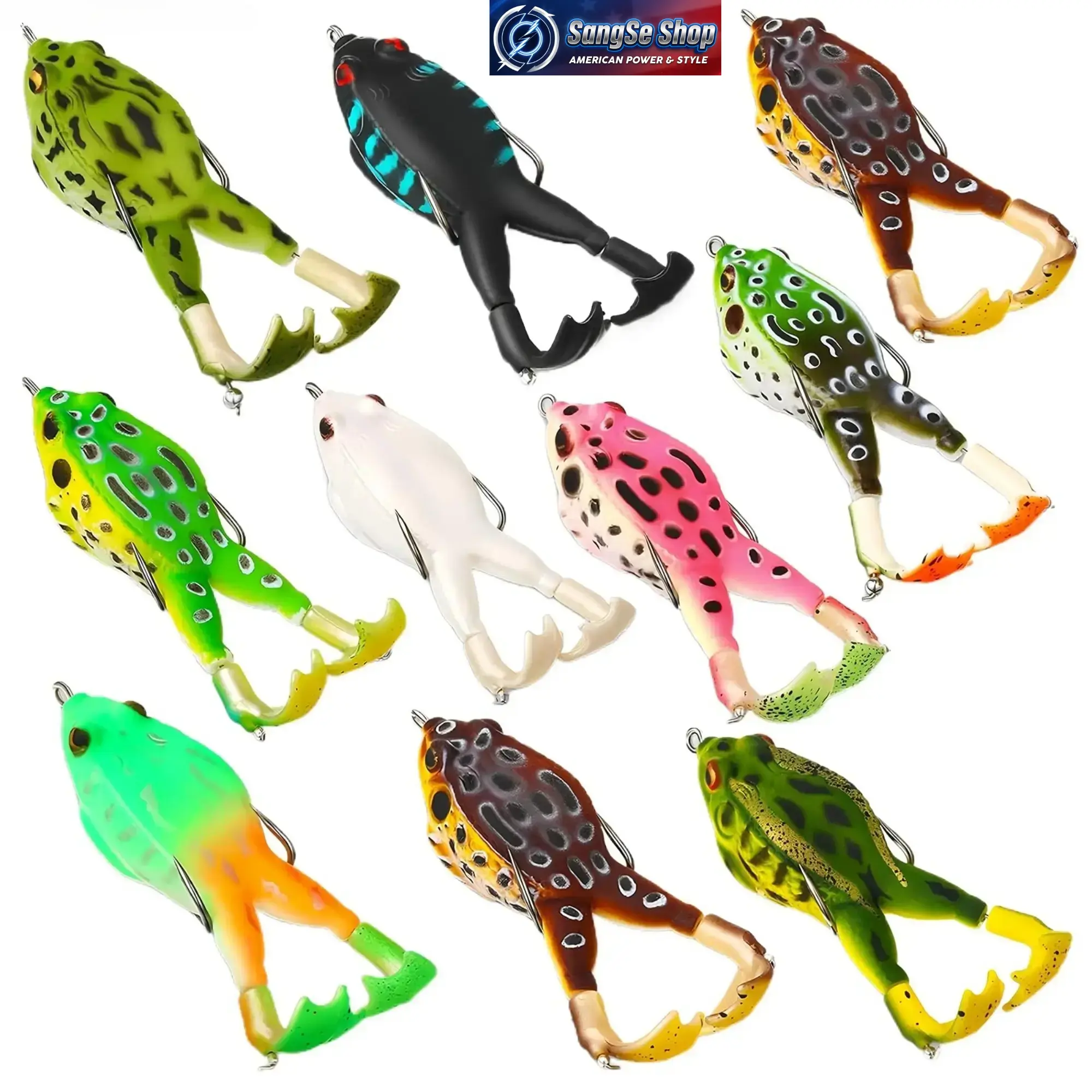 3-10Pcs Topwater Frog Fishing Lure Set, Realistic Floating Silicone Frog Baits with Double Propeller Legs, Multi-Jointed Fishing Tackle for Bass Fishing, Freshwater Pond Lake Angling, Durable Lead-Free Artificial Lures for Outdoor Fishing Trips