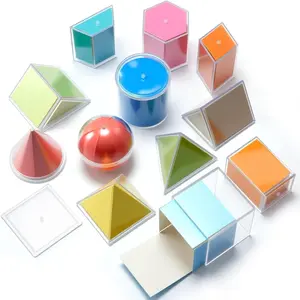 Geometric Solids 3D Shapes & 2D Folding Nets Early Math Multicolored Blocks Manipulatives Geometry Set for Classroom Homeschool Math Teacher Supplies(12 Styles)