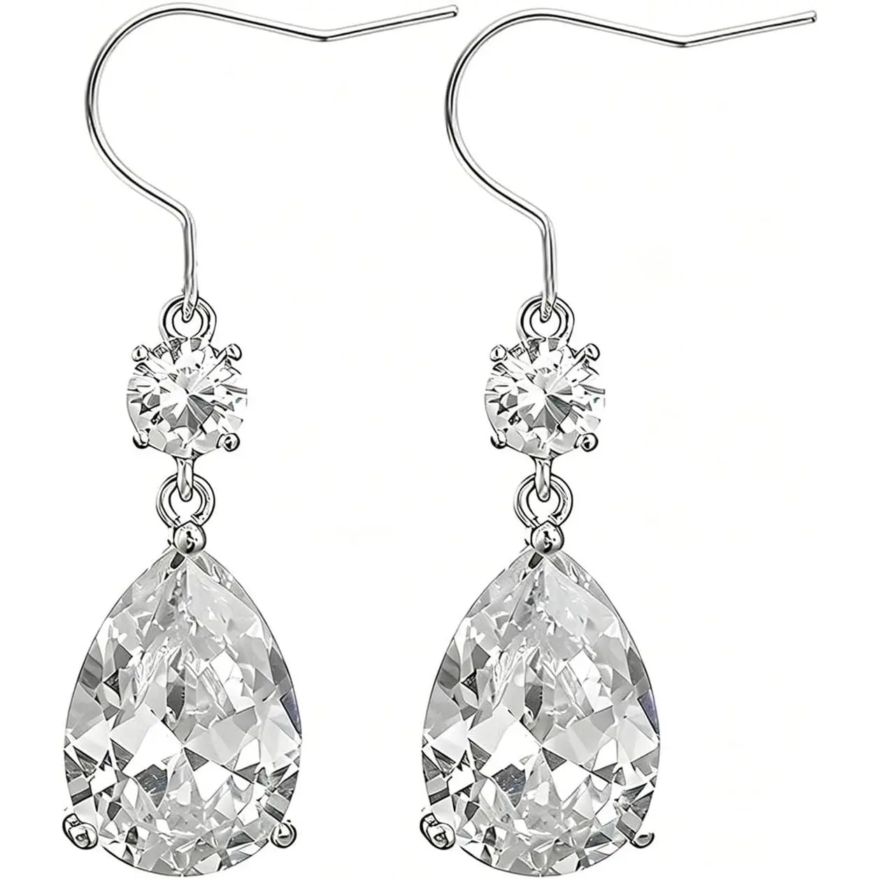 TGNEL Large Teardrop Cubic Zirconia Dangle Earrings Titanium Earrings for Women, Hypoallergenic Rhinestone Imitation Diamond  Earring Jewelry Gift for Wedding