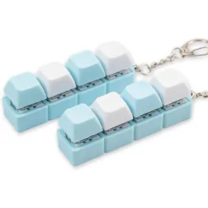 2 Pcs Blue Keyboard Clicker Fidget Toy, Loud Keyboard Fidget Toy for Adult, 4 Keys Anxiety Toy Keyboard Keychain for Stress Relief Pass Timefidget toys