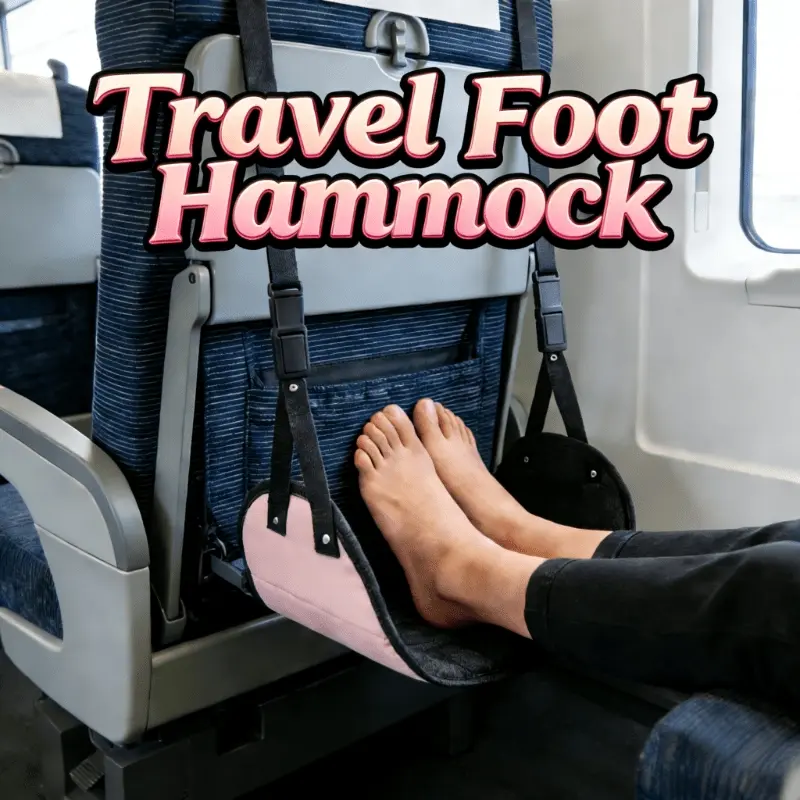 Adjustable Airplane Foot Rest Hammock, Portable Hanging Foot Support Strap for Long Flight, Travel Foot Rest for Plane High Speed Train Office Use, Space Saving Essential Travel Accessory to Relieve Leg Fatigue