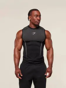 Men's Fitness Vest Top, Casual Breathable Tight-Fitting Short Sleeve Running Training Muscle Shark Tank, Sports Wear for Gym and Workout, Compression Gym Vests