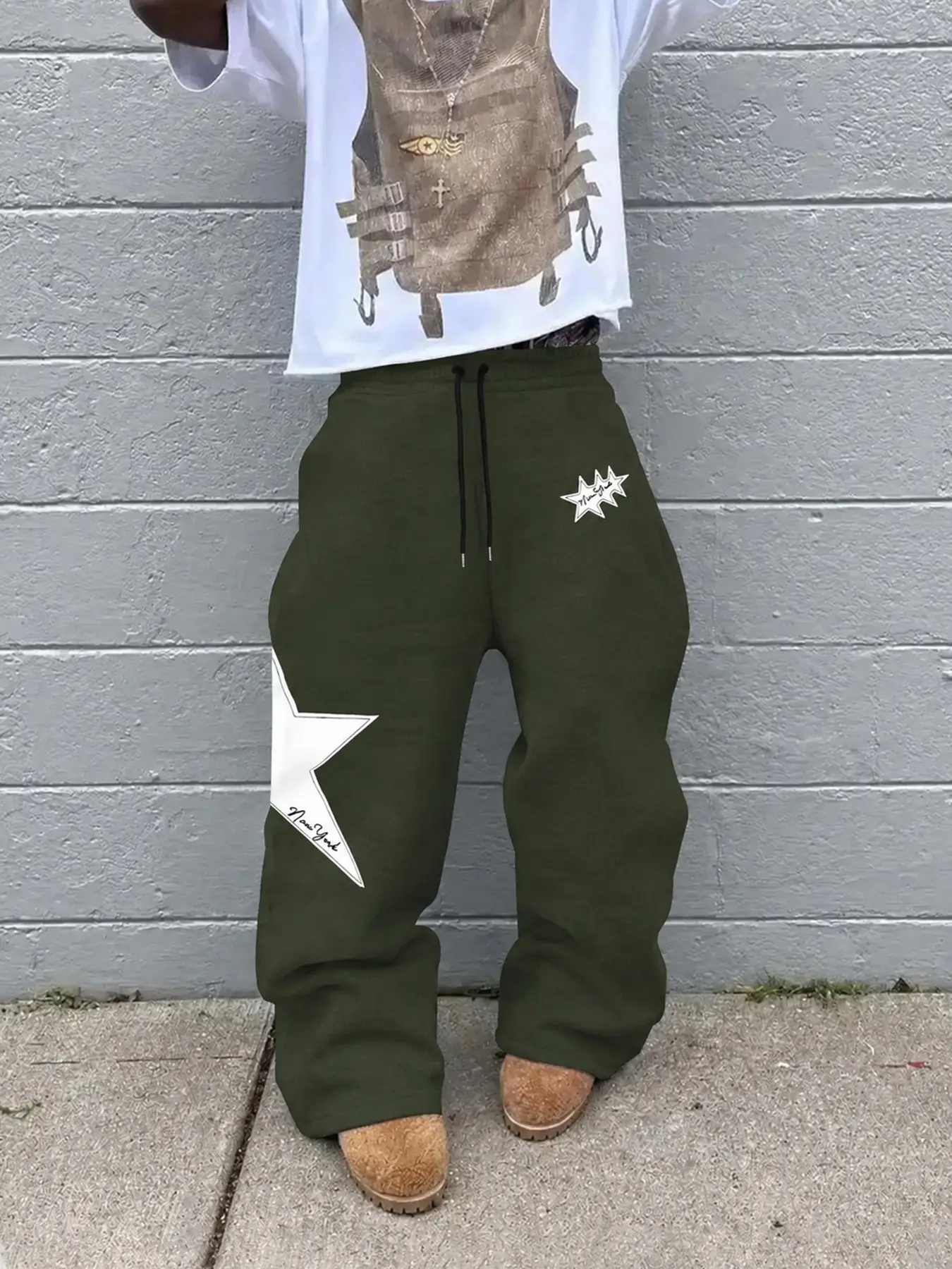 Men's Fashion Casual Straight Leg Pants, Lazy Style Loose Oversized Sweatpants, Star Print Design, Perfect for Daily Wear, Trendy and Versatile#MensFashion #WideLegSweatpants #MultipleColors #HipHopPants #StarGraphic #BaggyStreetwear