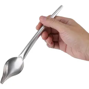Stainless Steel Saucier Drizzle Spoon, Sauce Spoon with Tapered Spout, Chocolate Drizzle Tool for Decorating Plate
