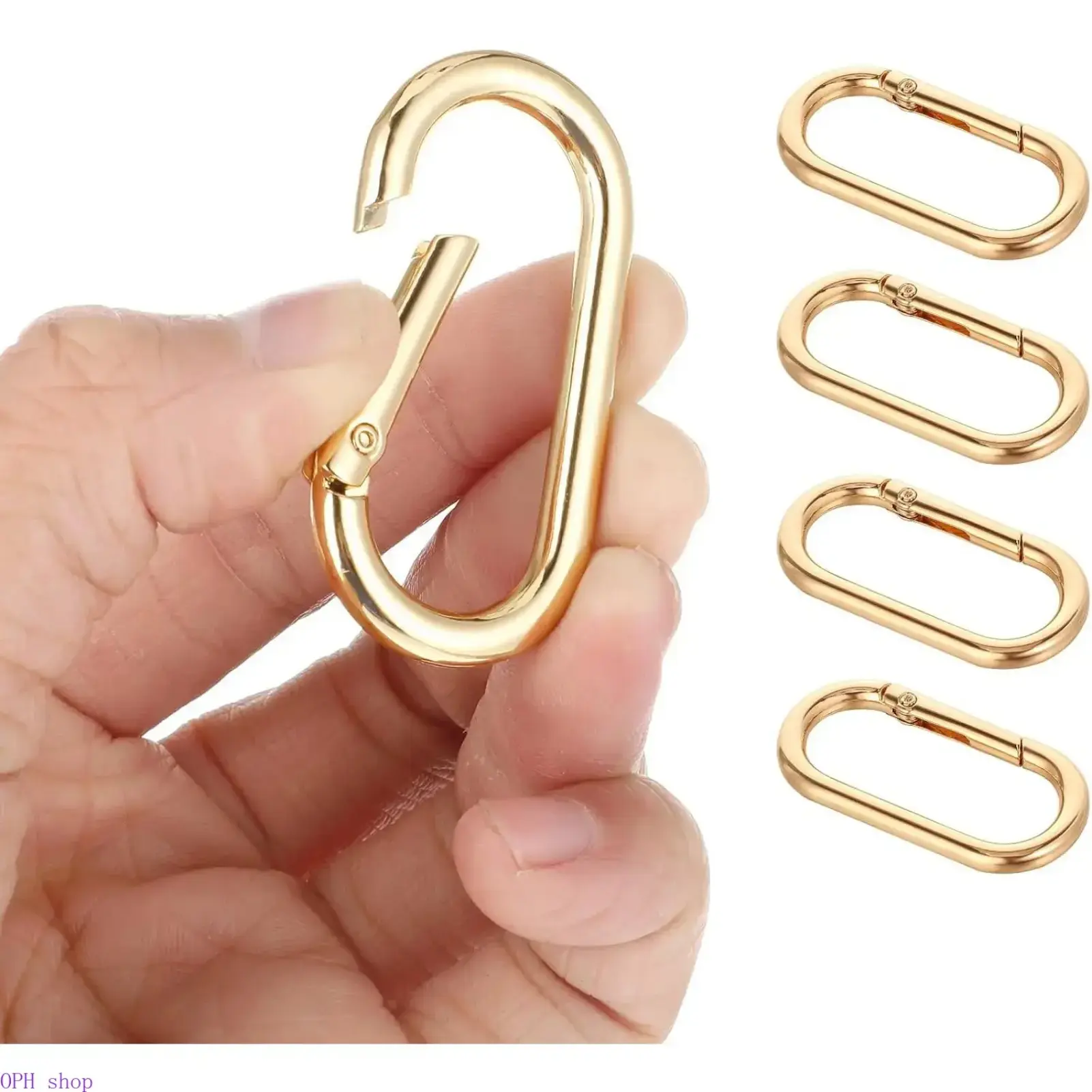 8Pcs Oval Metal Spring O Ring Snap Clips Alloy Round Buckles Purse Strap Extender Key Rings Multi-Purpose Hardware For Keys Handbags DIY Craft Bag Accessories